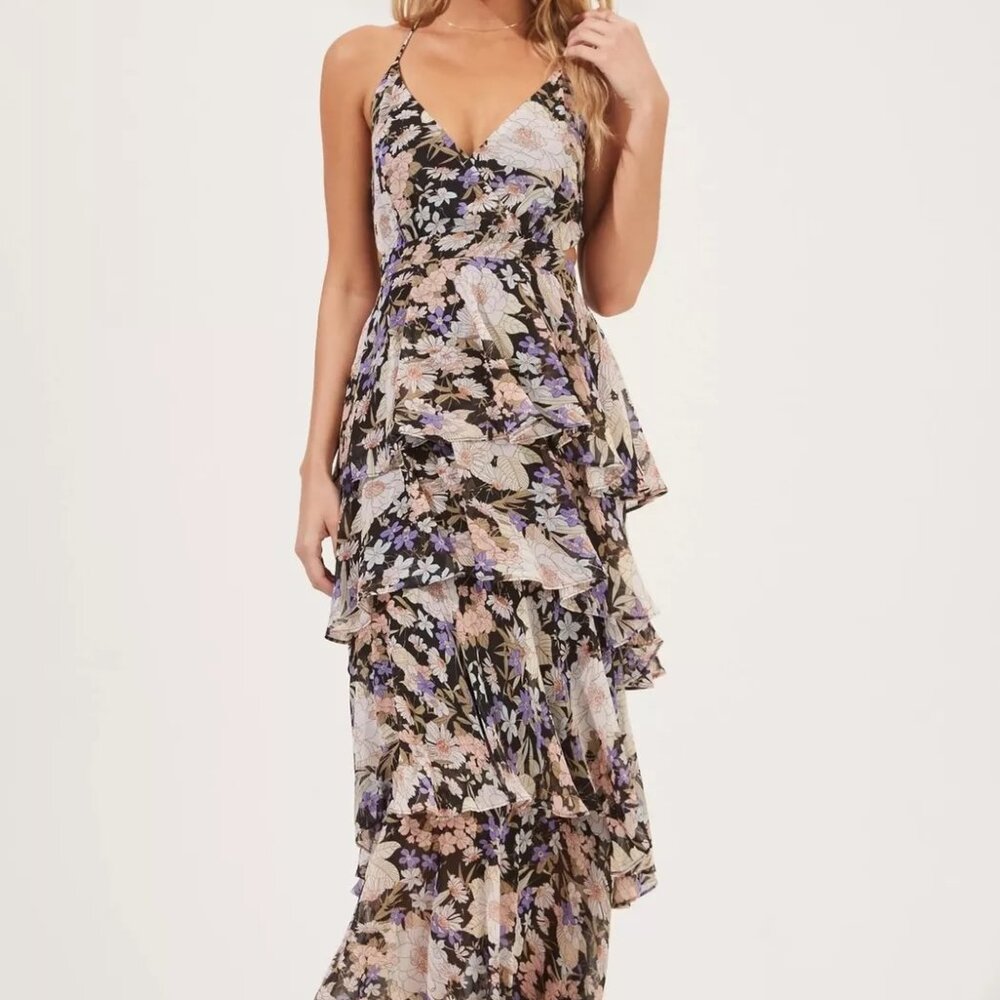 ROSANA FLORAL TIERED RUFFLE MAXI DRESS